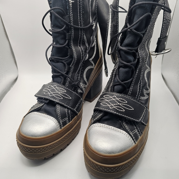Converse Chuck Taylor All Star GR82 Platform Black Boot Cowgirls Women Size 7.5 - Picture 2 of 8